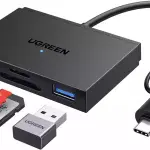 UGREEN 4-دخل-1 USB-C/USB-A قارئ بطاقات