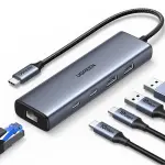 UGREEN 6-in-1 USB 3.2 C to USB-A 3.2+USB-A 2.0+2* USB-C 3.2 Converter + Gigabit with USB-C Power Port