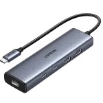UGREEN 6-in-1 USB 3.2 C to USB-A 3.2+USB-A 2.0+2* USB-C 3.2 Converter + Gigabit with USB-C Power Port