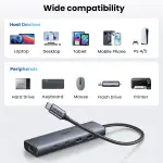 UGREEN 6-دخل-1 USB 3.2 C إلى USB-A 3.2+USB-A 2.0+2* USB-C 3.2 محول + Gigabit مع USB-C منفذ طاقة
