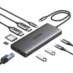 UGREEN 10-دخل-1 USB-C إلى USB-A 3.2+USB-A 3.0+2*USB-C 3.2+2*HDMI+RJ45 Gigabit+SD&TF +PD منفذ محول