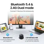 UGREEN ماوس لاسلكي متعدد الأوضاع أسود 2.4Ghz&BT