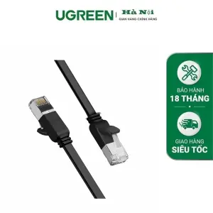 UGREEN Cat 6 U/UTP Pure Copper Ethernet Flat Cable 1m (Black)