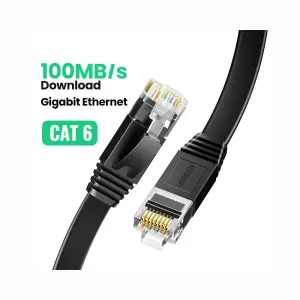 UGREEN Cat 6 U/UTP Pure Copper Ethernet Flat Cable 3m (Black)