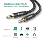 UGREEN 3.5mm Male to 3.5mm Male Cable Gold Plated Metal Case with Braid 1m Black