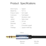 UGREEN 3.5mm ذكر إلى 3.5mm ذكر كابل مطلي بالذهب معدني علبة مع ضفيرة 2m أسود
