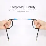 UGREEN 3.5mm ذكر إلى 3.5mm ذكر كابل مطلي بالذهب معدني علبة مع ضفيرة 2m أسود