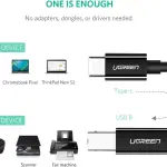 UGREEN USB-C إلى USB-B 2.0 Printer كابل 2m (أسود)