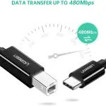 UGREEN USB-C إلى USB-B 2.0 Printer كابل 2m (أسود)
