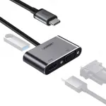 UGREEN USB-C إلى HDMI + VGA محول مع PD (رمادي فضائي) (استخدام متزامن)
