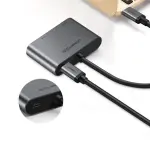 UGREEN USB-C إلى HDMI + VGA محول مع PD (رمادي فضائي) (استخدام متزامن)