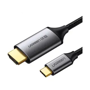 UGREEN USB-C إلى HDMI كابل ذكر إلى ذكر ألمنيوم Shell 1.5m (رمادي أسود)