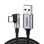 UGREEN بزاوية USB-C ذكر إلى USB 2.0 A ذكر 3A كابل بيانات(90°زاوية) أسود 1M