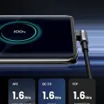UGREEN بزاوية USB-C ذكر إلى USB 2.0 A ذكر 3A كابل بيانات(90°زاوية) أسود 1M