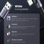UGREEN بزاوية USB-C ذكر إلى USB 2.0 A ذكر 3A كابل بيانات(90°زاوية) أسود 1M