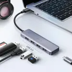 UGREEN 4-منفذ USB 3.0 موزع 15CM مع USB-C Power Supply (غلاف ABS+Metallic paint)