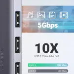 UGREEN 4-منفذ USB 3.0 موزع 15CM مع USB-C Power Supply (غلاف ABS+Metallic paint)