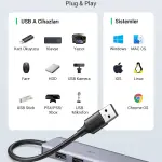 UGREEN 4-منفذ USB 3.0 موزع 15CM مع USB-C Power Supply (غلاف ABS+Metallic paint)