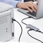 UGREEN 4-منفذ USB 3.0 موزع 15CM مع USB-C Power Supply (غلاف ABS+Metallic paint)