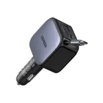 UGREEN 60W سريع شاحن سيارة مع قابل للسحب كابل