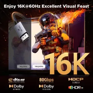 عرض UGREEN DP ذكر إلى ذكر 16K كابل مضفر 2M