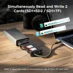 UGREEN قارئ بطاقات USB-C/USB-A بمنفذين SD ومنفذ TF مع علبة 11 بطاقة