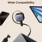 UGREEN 90W Fast Car Charger with Retractable Cable