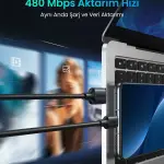 UGREEN USB 2.0 إلى USB-C كابل بيانات أسود 1M