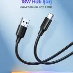 UGREEN USB 2.0 إلى USB-C كابل بيانات أسود 1M
