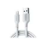 UGREEN USB-A إلى Lightning كابل 2.4A Max فضي أبيض 2m