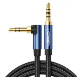 UGREEN 3.5mm ذكر إلى 3.5mm ذكر كابل مطلي بالذهب Metal علبة مع Braid 1m (أزرق أسود)