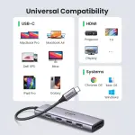 UGREEN USB-C إلى 3*USB 3.0 A + HDMI 4K@60Hz max + SD/TF محول متعدد الوظائف