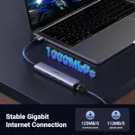UGREEN USB3.0 إلى 3×USB3.0 +RJ45 (1000M) محول إيثرنت Type-C Power Supply