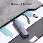 UGREEN USB-C إلى 3×USB-A 3.0 موزع حتى 5Gpbs + RJ45 (1000M) محول إيثرنت (ألمنيوم علبة)