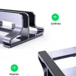 UGREEN حامل لابتوب عمودي بفتحتين من الألمنيوم الحجم L150*W105*H54MM حتى 15.6" (فضي)
