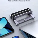 UGREEN حامل لابتوب عمودي بفتحتين من الألمنيوم الحجم L150*W105*H54MM حتى 15.6" (فضي)