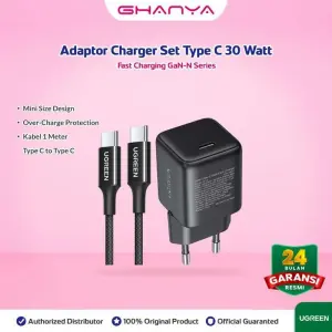 عرض UGREEN 30W شاحن USB-C GaN سريع طقم أسود أوروبي