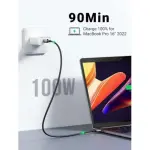 UGREEN USB-C إلى USB-C PD شحن سريع 100W كابل مضفر 5A Max 1m أسود