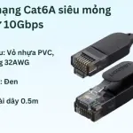 UGREEN CAT 6A نحاس نقي كابل إيثرنت OD2.8 0.5m (أسود)