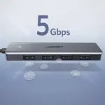 UGREEN USB-C إلى 4-منفذ USB 3.0 موزع حتى 5Gpbs موزع مع USB-C Power Supply (غلاف ABS+Metallic paint)
