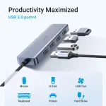 UGREEN USB-C إلى 4-منفذ USB 3.0 موزع حتى 5Gpbs موزع مع USB-C Power Supply (غلاف ABS+Metallic paint)