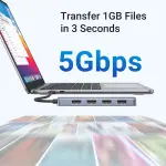 UGREEN USB-C إلى 4-منفذ USB 3.0 موزع حتى 5Gpbs موزع مع USB-C Power Supply (غلاف ABS+Metallic paint)