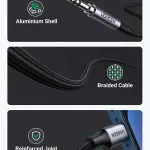UGREEN Lightning إلى 3.5mm AUX كابل ألمنيوم غلاف مع مضفر 1m (أسود)