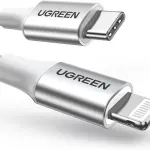 UGREEN USB-C إلى Lightning PD شحن سريع 3A Max فضي 2m