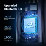 UGREEN سيارة بلوتوث 5.0 مستقبل صوت محول أسود(5.0)