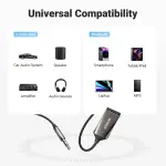 UGREEN سيارة بلوتوث 5.0 مستقبل صوت محول أسود(5.0)