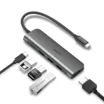 UGREEN USB-C إلى 3×USB-A 3.0+HDMI+AUX 3.5mm (2-دخل-1)+USB-C PD محول متعدد الوظائف (ألمنيوم علبة)