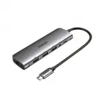 UGREEN USB-C إلى 3×USB-A 3.0+HDMI+AUX 3.5mm (2-دخل-1)+USB-C PD محول متعدد الوظائف (ألمنيوم علبة)