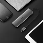 UGREEN USB-C إلى 3×USB-A 3.0+HDMI+AUX 3.5mm (2-دخل-1)+USB-C PD محول متعدد الوظائف (ألمنيوم علبة)