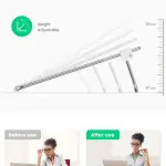 UGREEN حامل لابتوب مكتبي من الفولاذ المقاوم للصدأ ارتفاع قابل للتعديل 87 إلى 131mm 11-17 inch (فضي)